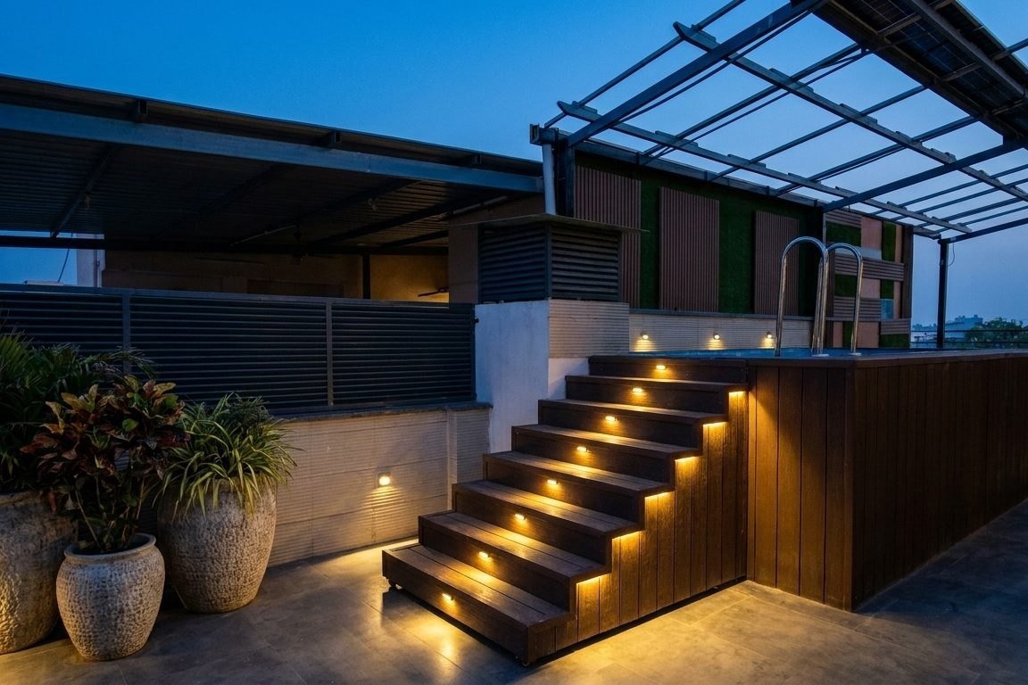 The stair up to the terrace