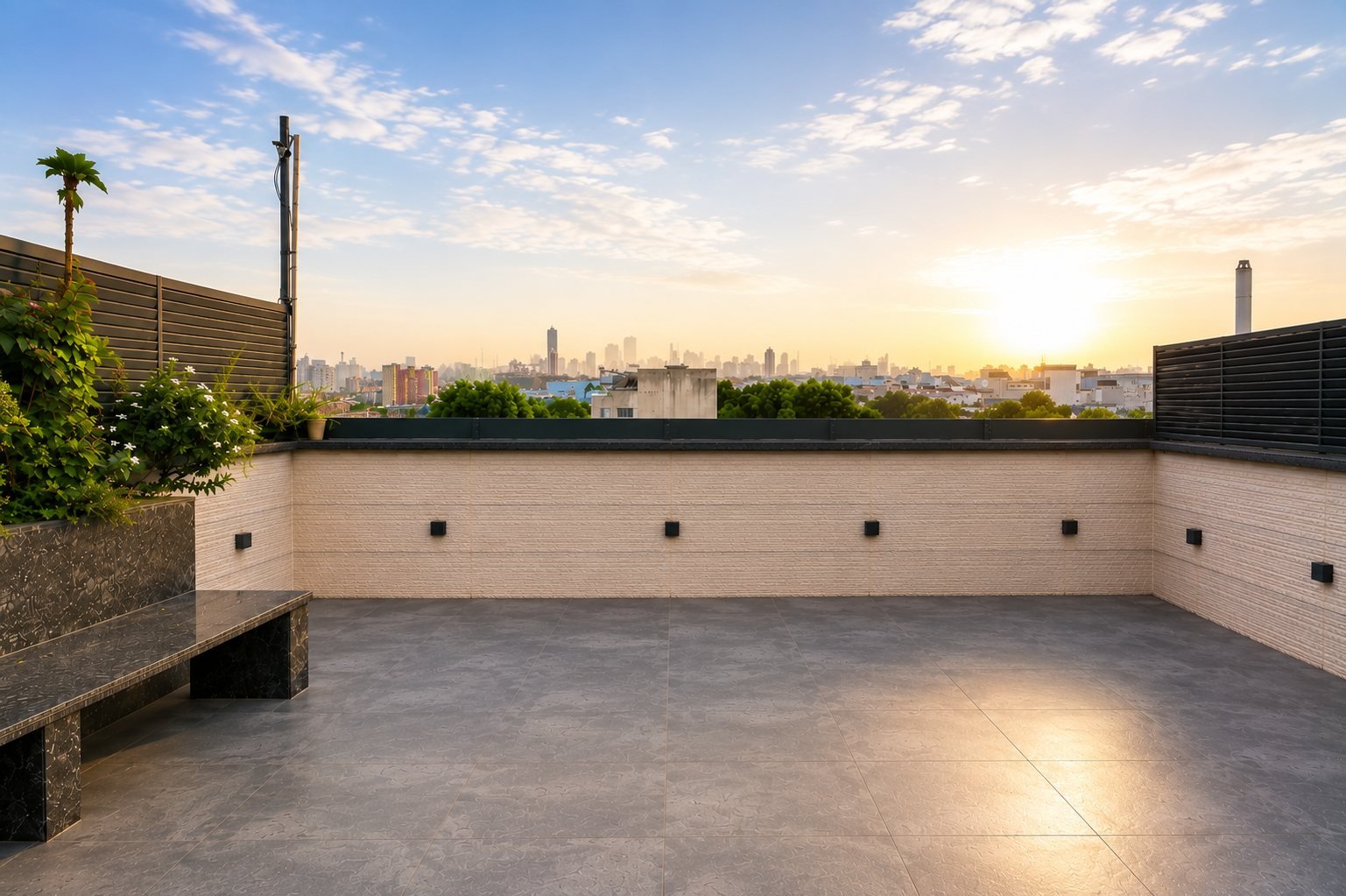 The terrace outside the door